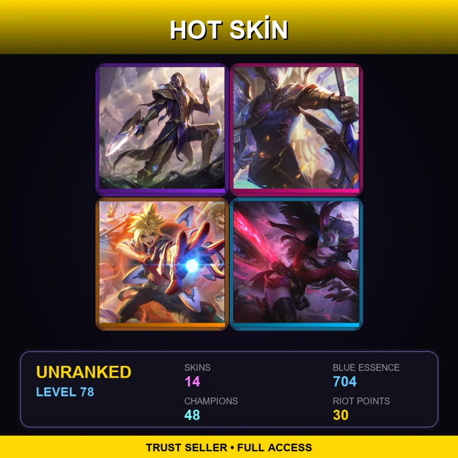 EUW | Lv78 | Unranked | 14 Skin | 48 Champ — LoL account