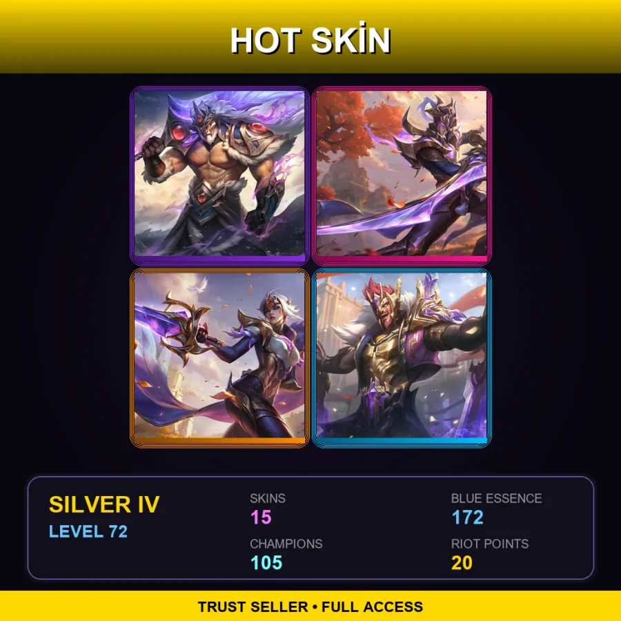 TW | Lv72 | Silver IV | 15 Skin | 105 Champ — LoL account
