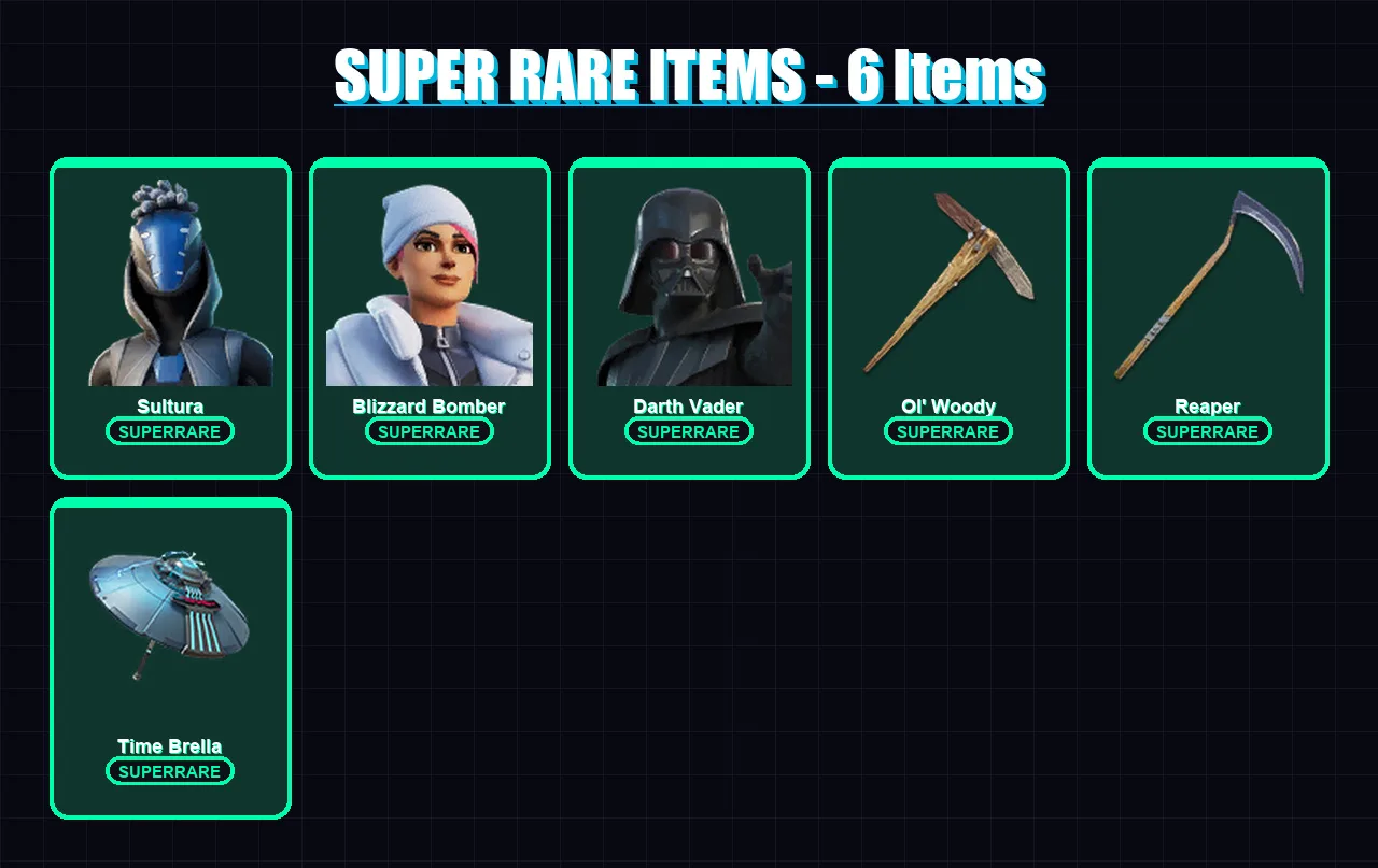 [PS4/PS5/XBOX/PC] | Sultura | Blizzard Bomber | Darth Vader | Optimus Prime | Ronin | 301 skin | 300 pickaxe | 282 emote | 176 glider | Lv4576