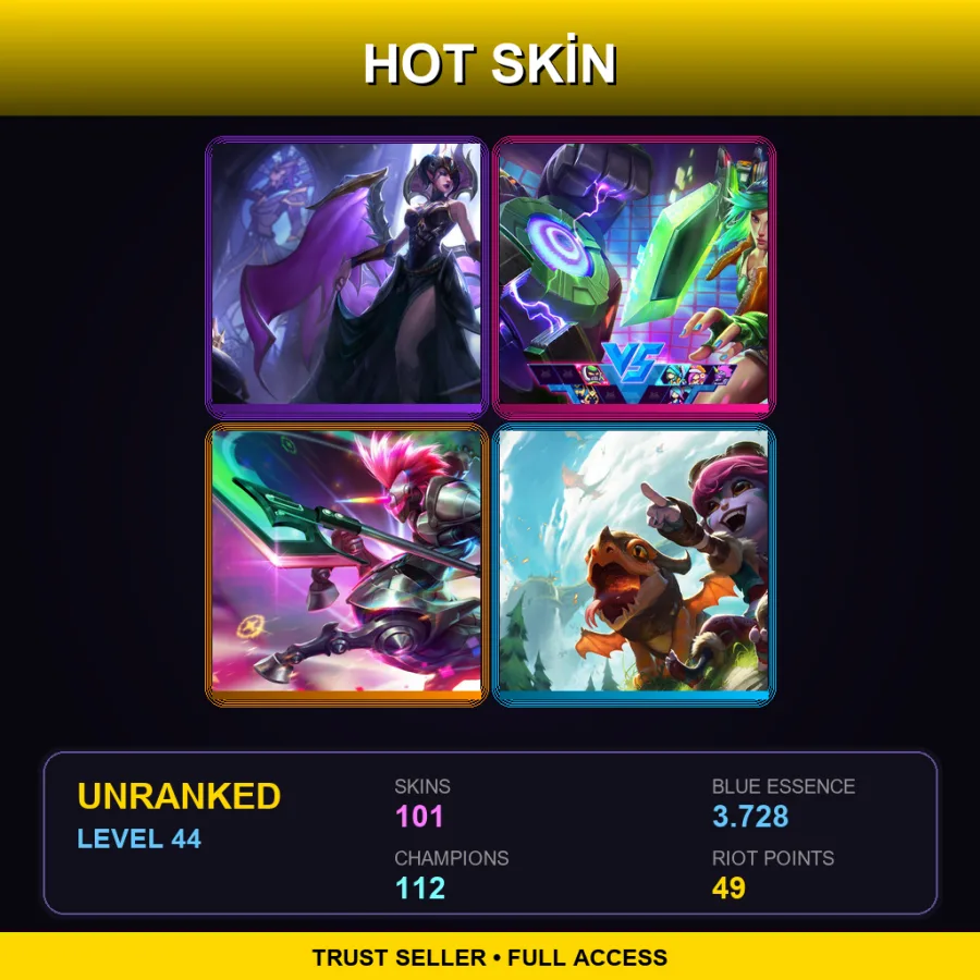 BR | Lv44 | Unranked | 101 Skin | 112 Champ — LoL account