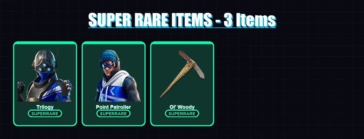 [PC/XBOX] | Trilogy | Point Patroller | Mandalorian | Midas | Deadpool | 39 skin | 100 pickaxe | 65 emote | 84 glider | Lv1601