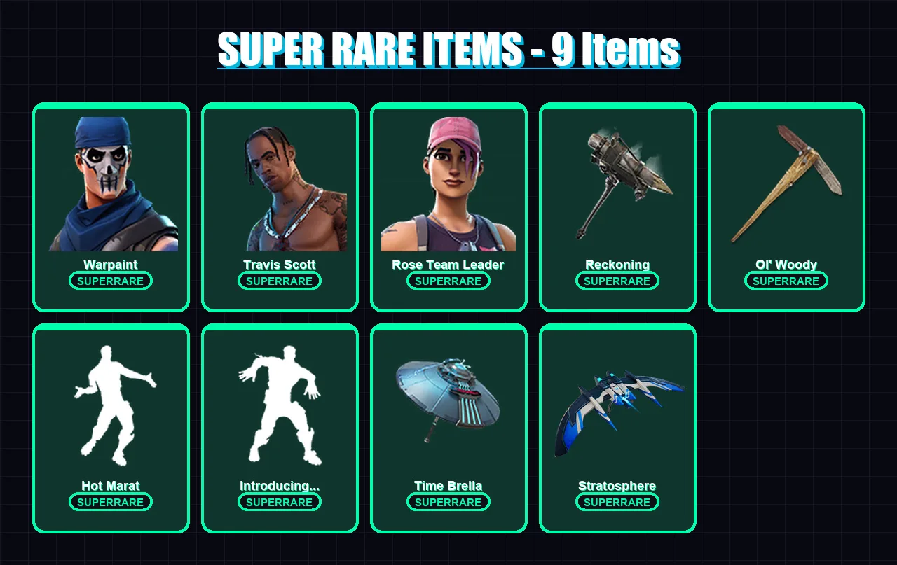 [PC/XBOX/PSN] | Warpaint | Travis Scott | Rose Team Leader | Deadpool | Hades | 146 skin | 148 pickaxe | 116 emote | 132 glider | Lv2561 — Fortnite account