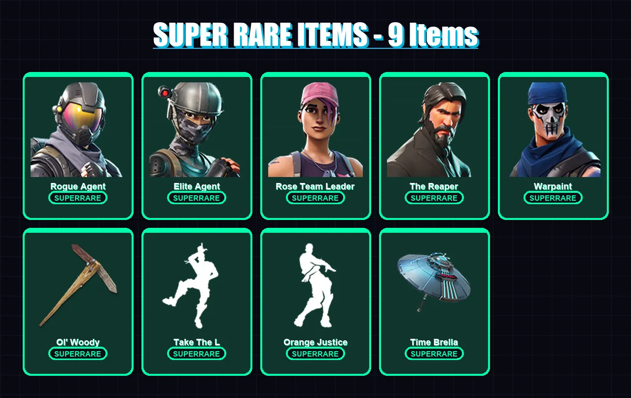 [PC/XBOX/PSN] | Rogue Agent | Elite Agent | Rose Team Leader | The Reaper | Warpaint | 35 skin | 50 pickaxe | 47 emote | 52 glider | Lv711