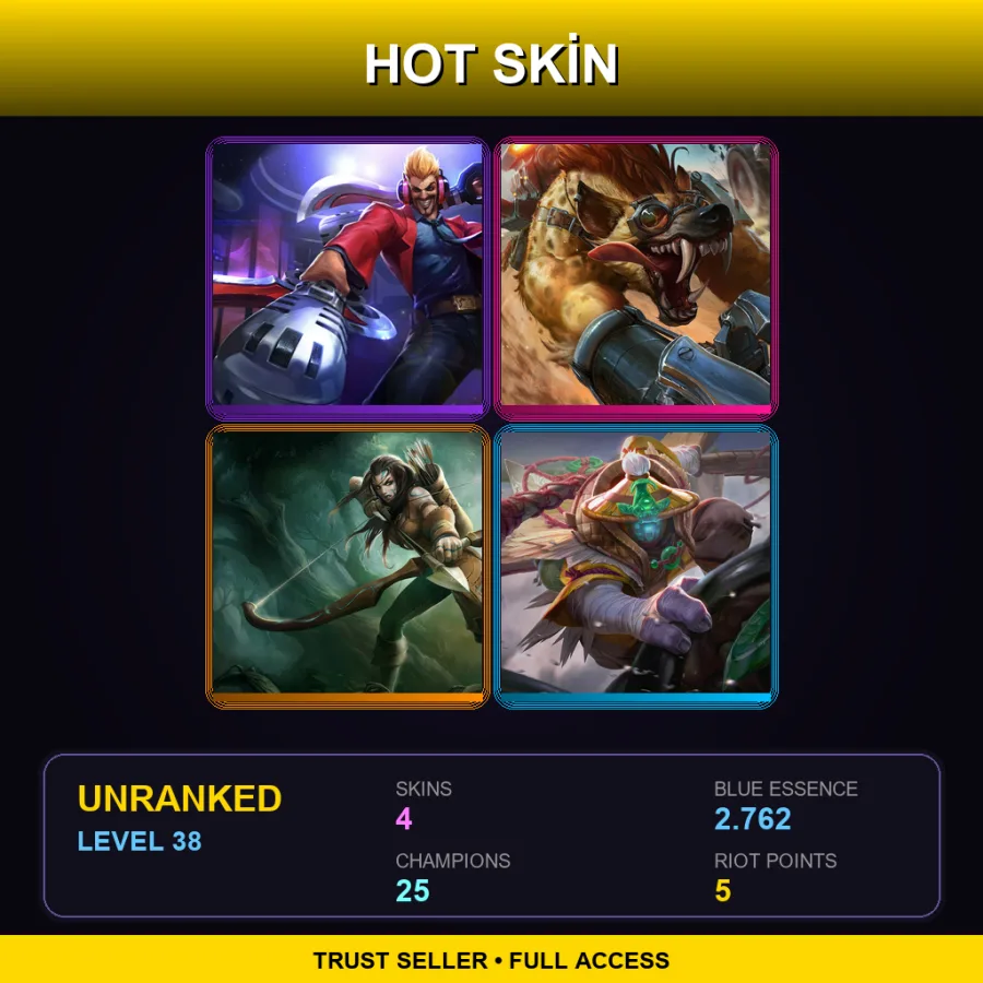 EUW | Lv38 | Unranked | 4 Skin | 25 Champ — LoL account