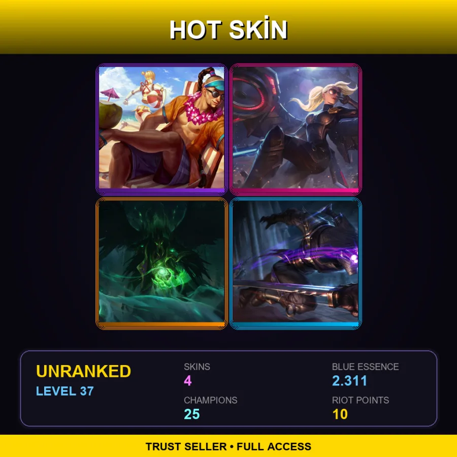 LAS | Lv37 | Unranked | 4 Skin | 25 Champ — Assassin Master Yi