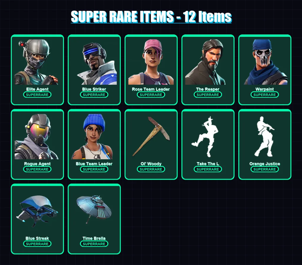 [PS4/PS5/XBOX/PC] | Elite Agent | Blue Striker | Rose Team Leader | The Reaper | Warpaint | 45 skin | 47 pickaxe | 51 emote | 47 glider | Lv683