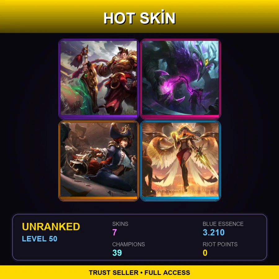 LAN | Lv50 | Unranked | 7 Skin | 39 Champ — Transcended Kayle