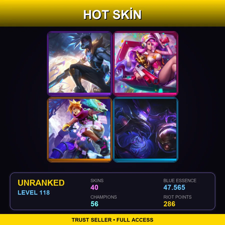 LAN | Lv118 | Unranked | 40 Skin | 56 Champ — Unranked / Smurf League of Legends