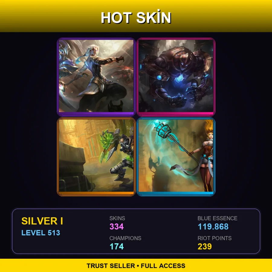 EUW | Lv513 | Silver I | 334 Skin | 174 Champ
