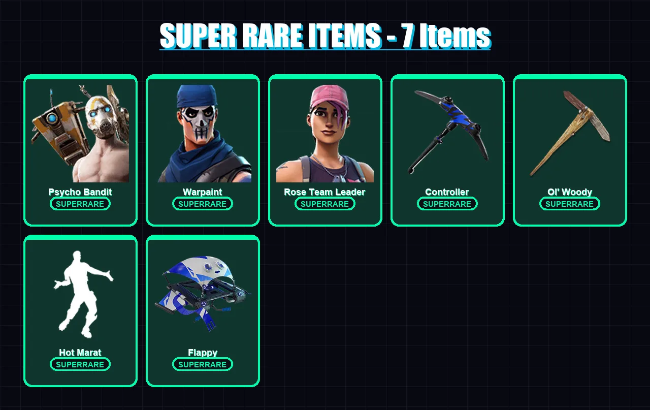 [PC/XBOX] | Psycho Bandit | Warpaint | Rose Team Leader | All Might | Valeria | 18 skin | 33 pickaxe | 30 emote | 30 glider | Lv408
