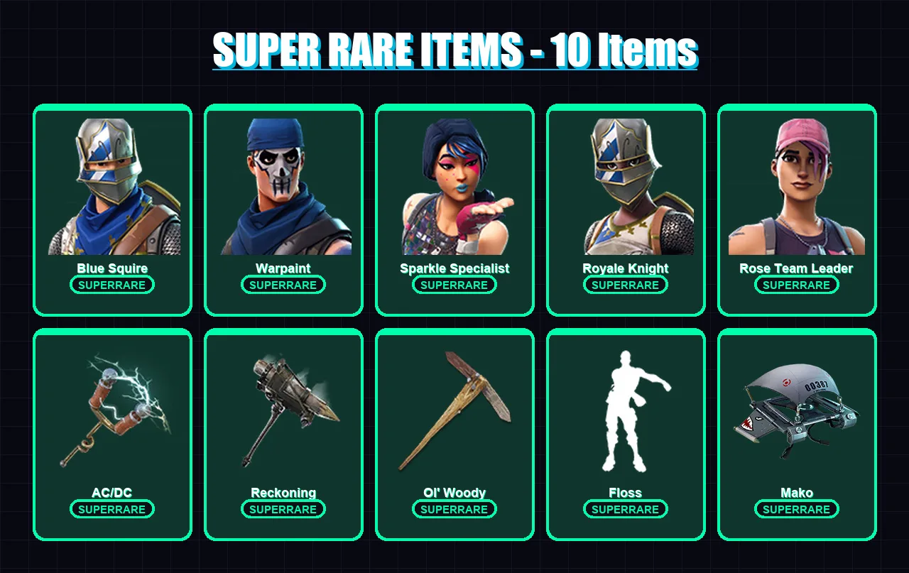 [PC/XBOX/PSN] | OG Skull Trooper | Blue Squire | Warpaint | Sparkle Specialist | Royale Knight | 75 skin | 113 pickaxe | 89 emote | 73 glider | Lv11