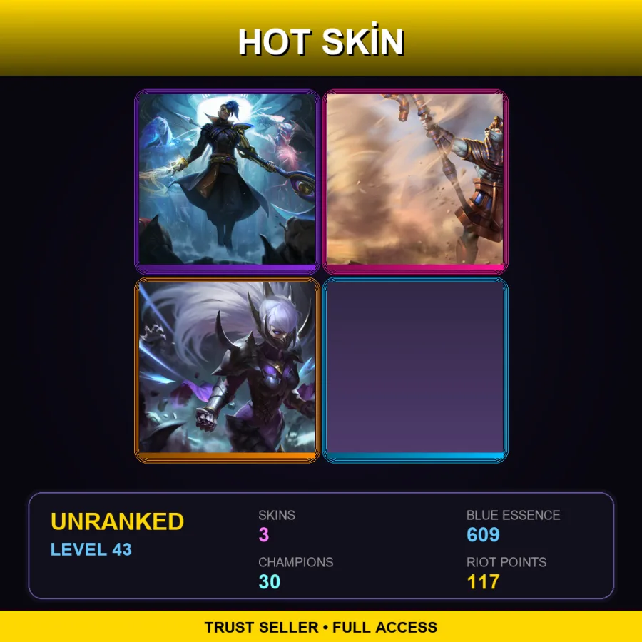 TR | Lv43 | Unranked | 3 Skin | 30 Champ