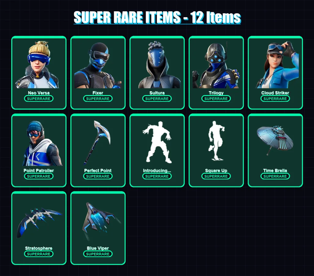 [PS4/PS5/XBOX/PC] | Neo Versa | Fixer | Sultura | Trilogy | Cloud Striker | 33 skin | 69 pickaxe | 54 emote | 69 glider | Lv985