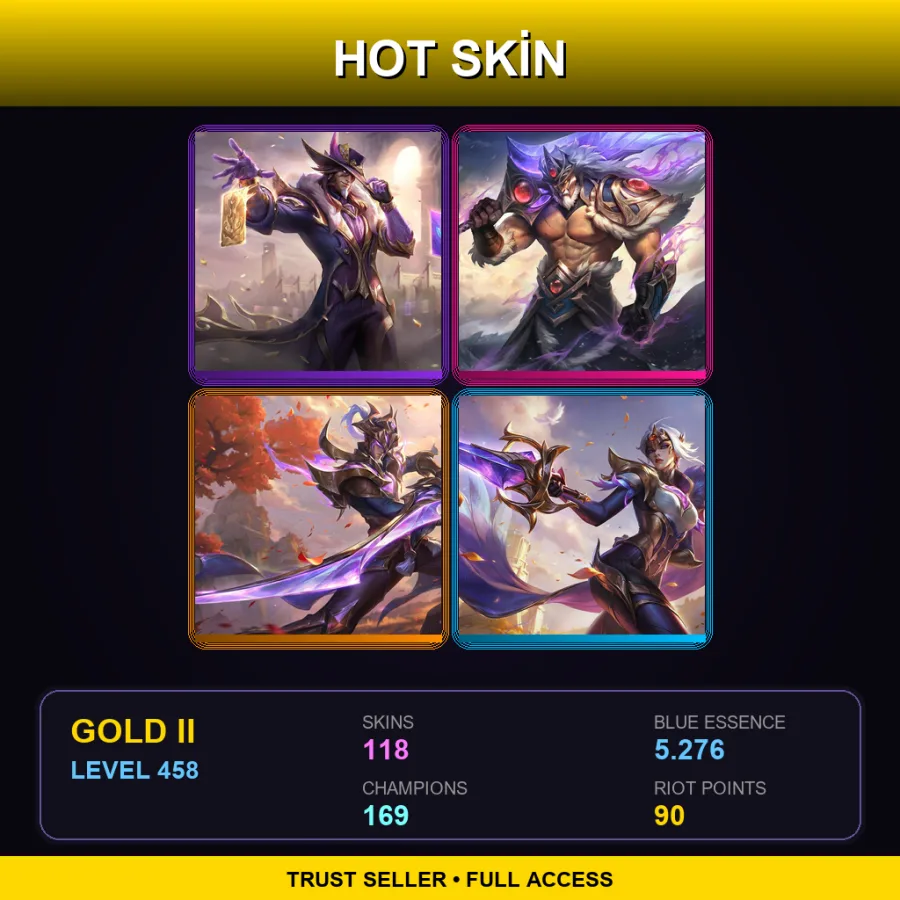 EUNE | Lv458 | Gold II | 118 Skin | 169 Champ