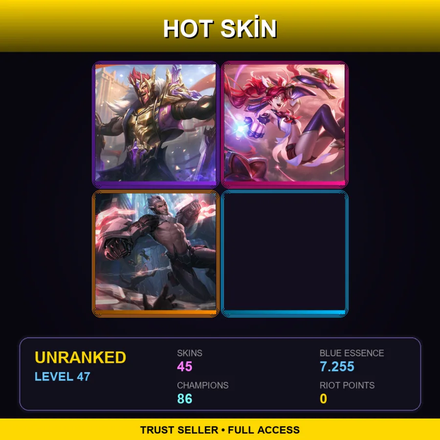 TR | Lv47 | Unranked | 45 Skin | 86 Champ
