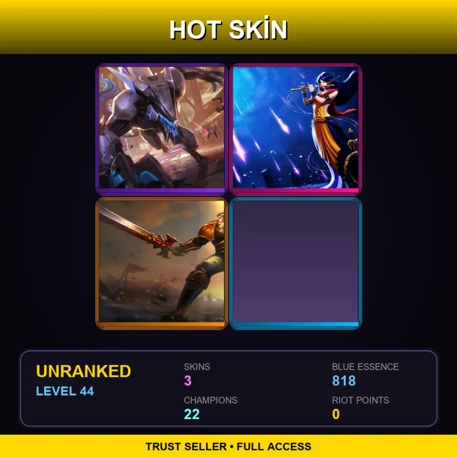 LAN | PROJECT: Warwick | Divine Soraka | Sanguine Garen | 3 Skin | 22 Champ | Lv44