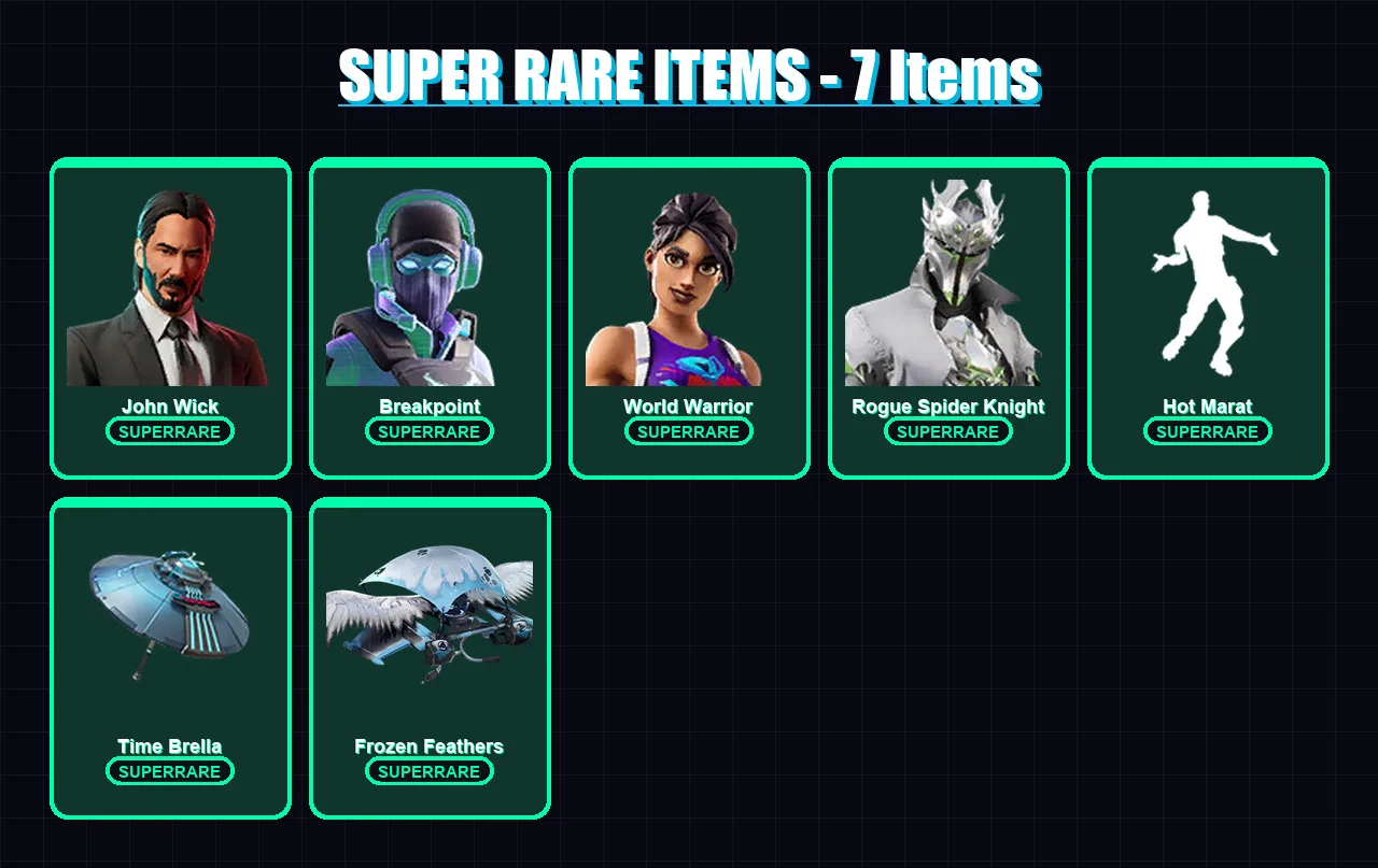 [PC/PSN] | John Wick | Breakpoint | World Warrior | Rogue Spider Knight | The Ice Queen | 80 skin | 94 pickaxe | 80 emote | 95 glider | Lv1456