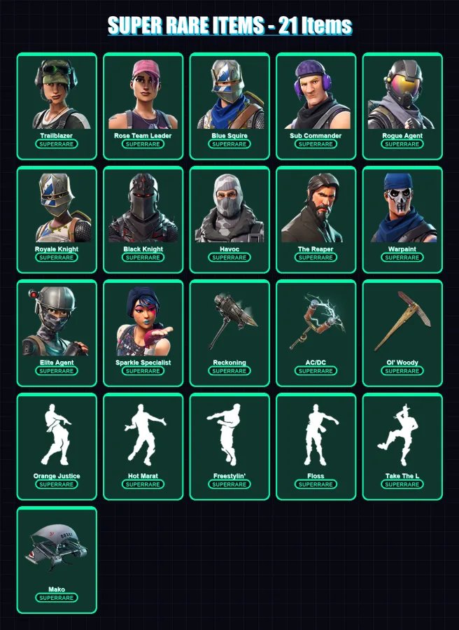 [PC/PSN] | Trailblazer | Rose Team Leader | Blue Squire | Sub Commander | Rogue Agent | 101 skin | 56 pickaxe | 57 emote | 55 glider | Lv861