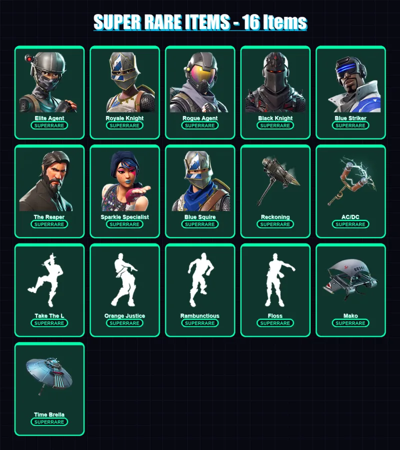 [PC/XBOX] | Elite Agent | Royale Knight | Rogue Agent | Black Knight | Blue Striker | 86 skin | 57 pickaxe | 78 emote | 60 glider | Lv881