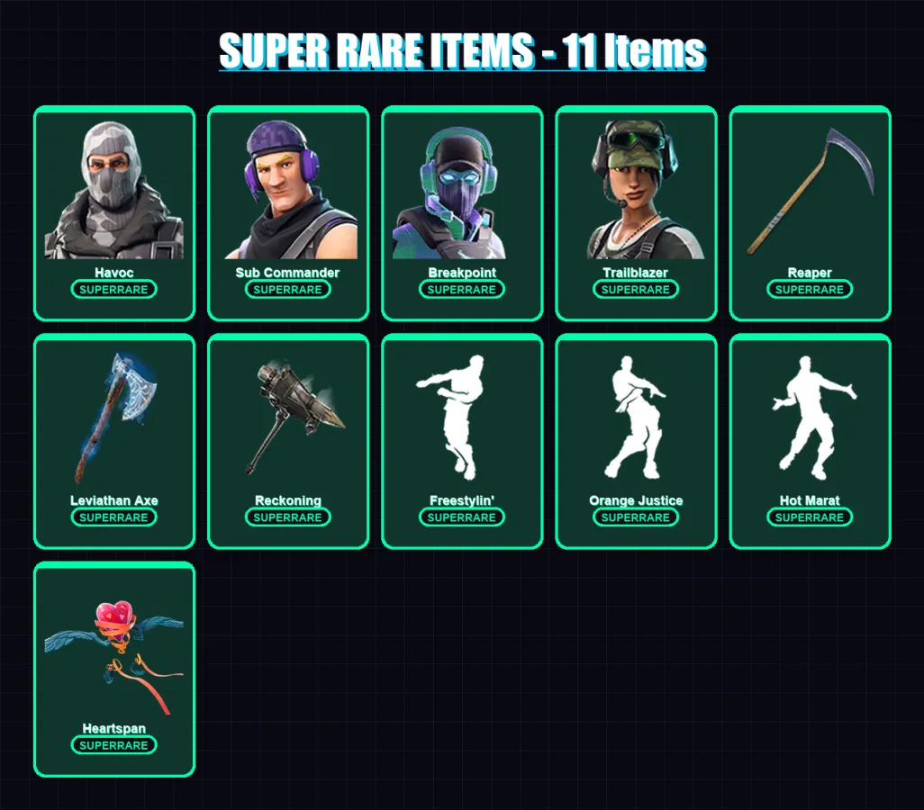 [PC/XBOX/PSN] | Havoc | Sub Commander | Breakpoint | Trailblazer | Ruin | 161 skin | 151 pickaxe | 149 emote | 127 glider | Lv2401