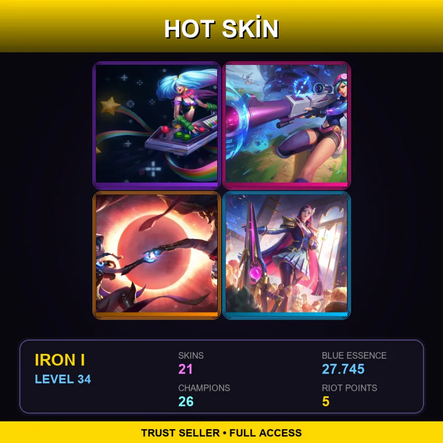 EUW | Lv34 | Iron I | 21 Skin | 26 Champ — LoL account