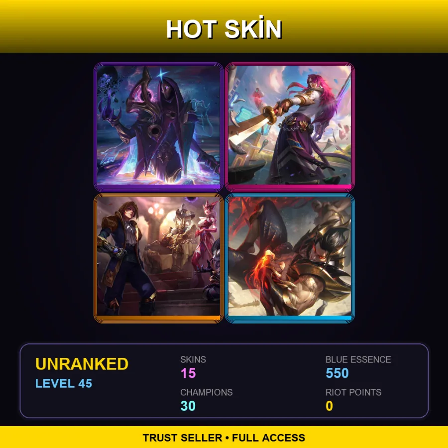 BR | Lv45 | Unranked | 15 Skin | 30 Champ