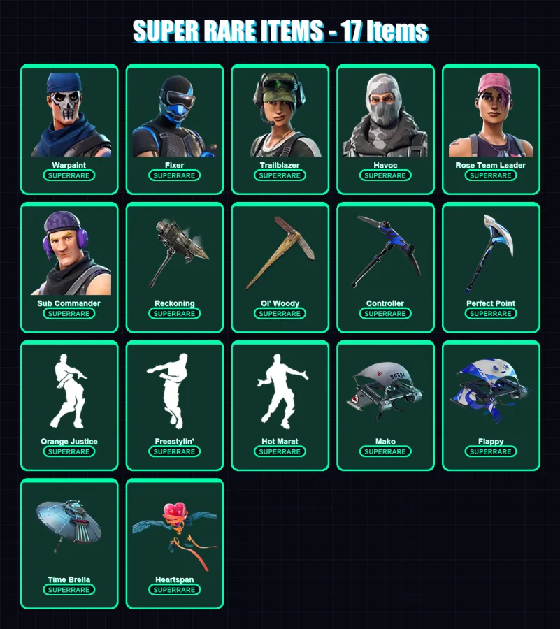 [PS4/PS5/XBOX/PC] | Warpaint | Fixer | Trailblazer | Havoc | Rose Team Leader | 139 skin | 151 pickaxe | 115 emote | 142 glider | Lv2066 — Fortnite account