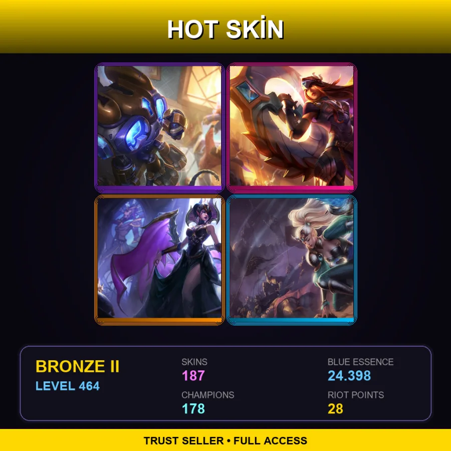 NA | Lv464 | Bronze II | 187 Skin | 178 Champ — LoL account