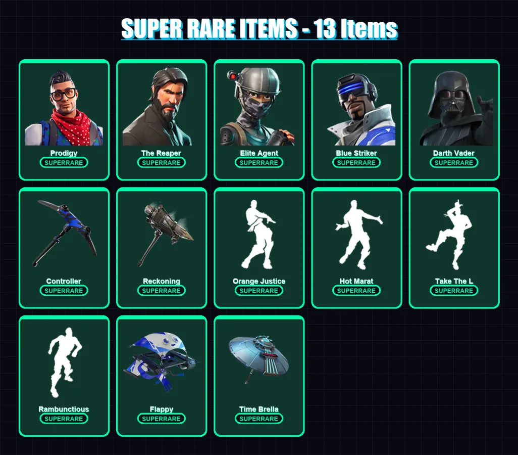 [PS4/PS5/XBOX/PC] | Prodigy | The Reaper | Elite Agent | Blue Striker | Darth Vader | 67 skin | 70 pickaxe | 84 emote | 76 glider | Lv1078 — Fortnite account