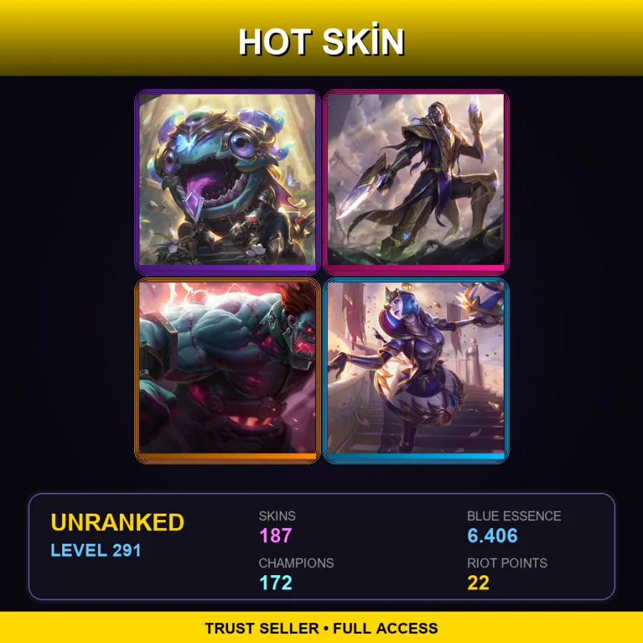LAS | Lv291 | Unranked | 187 Skin | 172 Champ — Sorceress Lux