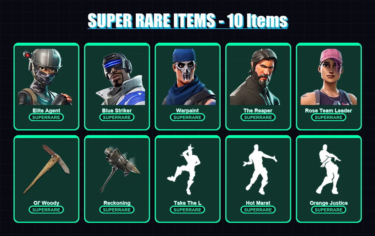 [PC/XBOX] | Elite Agent | Blue Striker | Warpaint | The Reaper | Rose Team Leader | 77 skin | 76 pickaxe | 80 emote | 78 glider | Lv1340