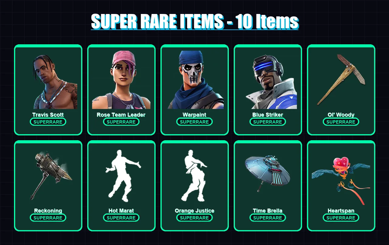 [PS4/PS5/XBOX/PC] | Travis Scott | Rose Team Leader | Warpaint | Blue Striker | Calamity | 101 skin | 109 pickaxe | 99 emote | 113 glider | Lv1817
