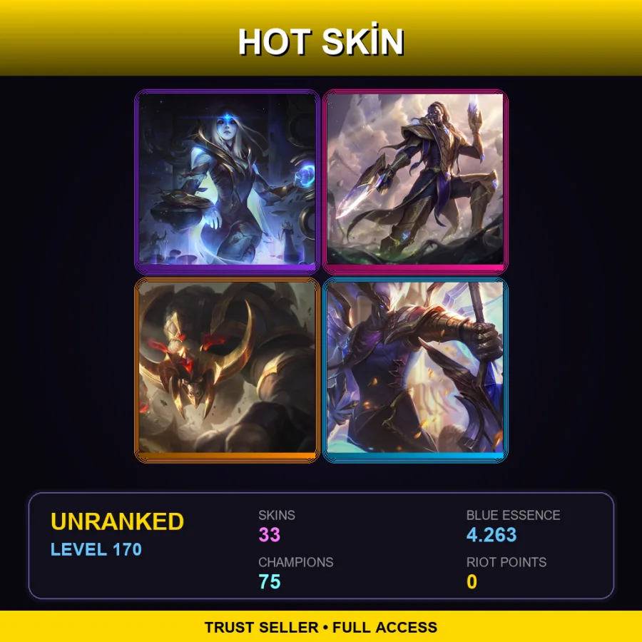 VN | Lv170 | Unranked | 33 Skin | 75 Champ — LoL account