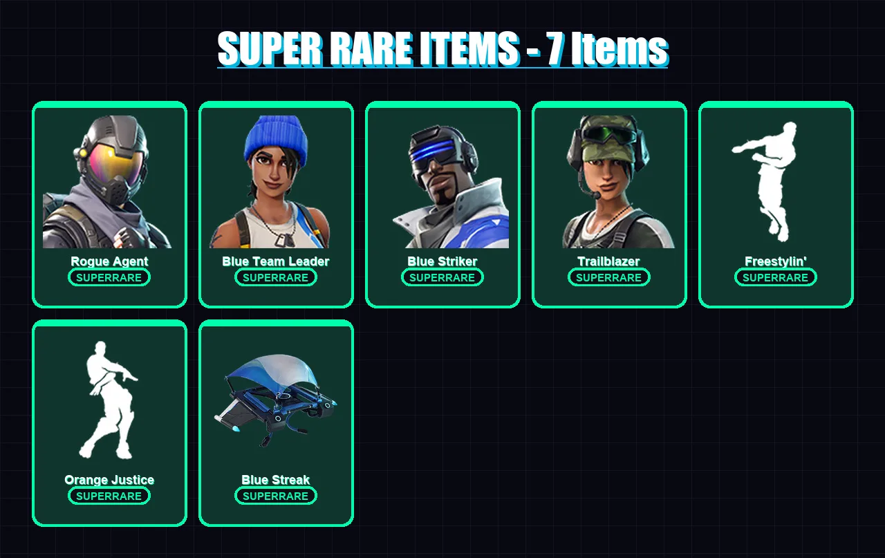 [PS4/PS5/XBOX/PC] | Rogue Agent | Blue Team Leader | Blue Striker | Trailblazer | Carbide | 10 skin | 5 pickaxe | 11 emote | 4 glider | Lv79 — Fortnite account