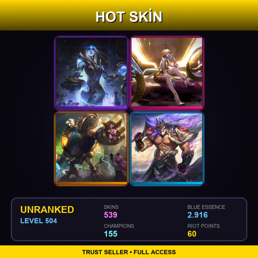 TR | Lv504 | Unranked | 539 Skin | 155 Champ — Dragonslayer Twitch