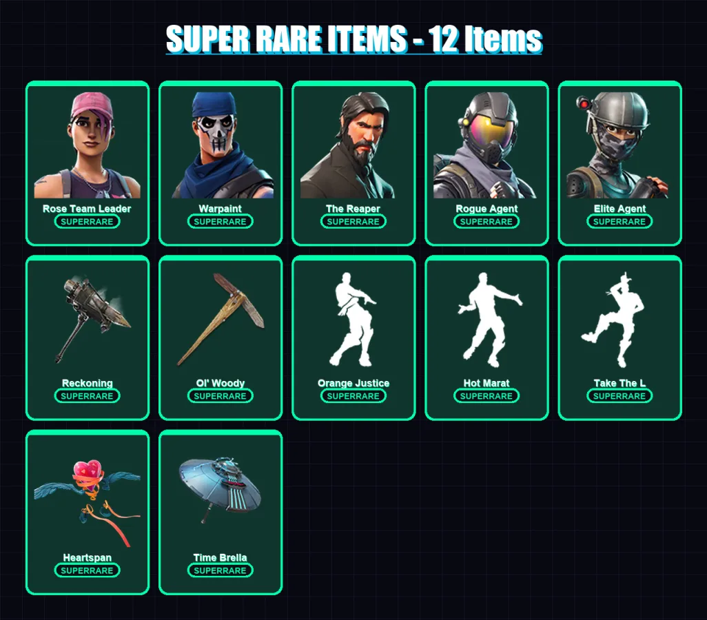 [PC/XBOX] | Rose Team Leader | Warpaint | The Reaper | Rogue Agent | Elite Agent | 104 skin | 137 pickaxe | 114 emote | 114 glider | Lv1433 — Fortnite account
