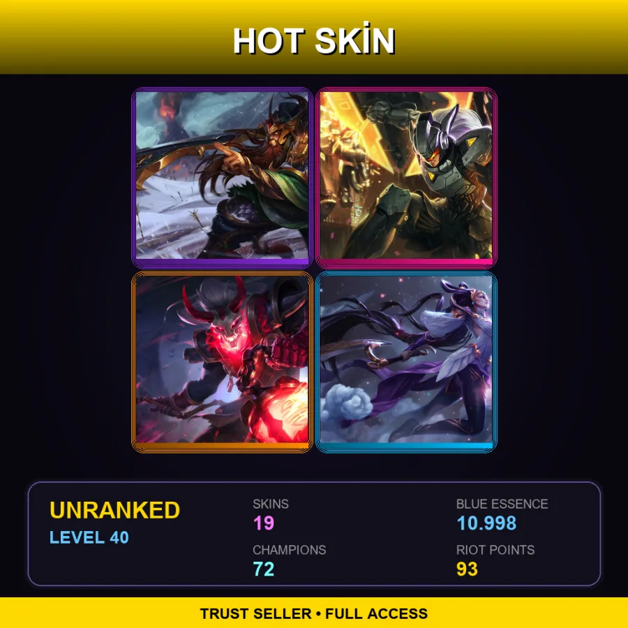 EUW | Lv40 | Unranked | 19 Skin | 72 Champ — LoL account