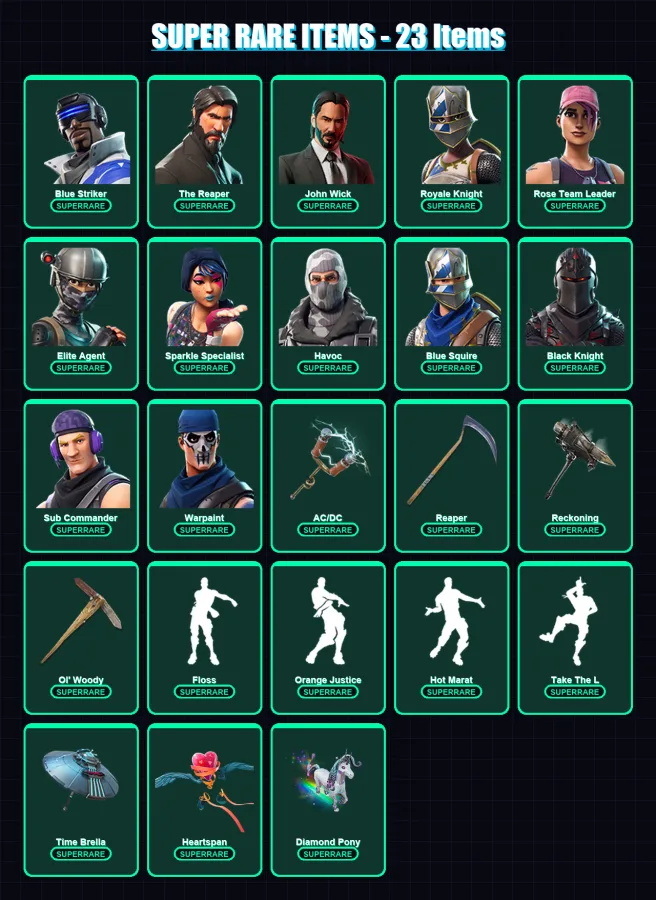 [PC/XBOX] | Blue Striker | The Reaper | John Wick | Royale Knight | Rose Team Leader | 157 skin | 167 pickaxe | 132 emote | 139 glider | Lv2276