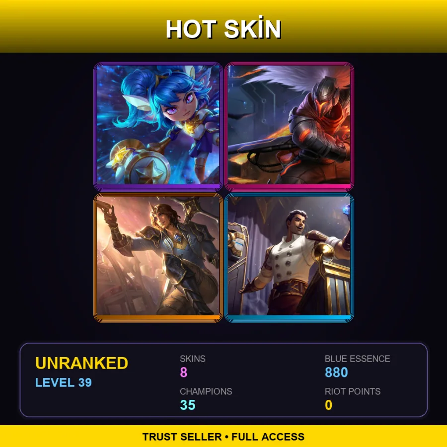 EUNE | Lv39 | Unranked | 8 Skin | 35 Champ — LoL account
