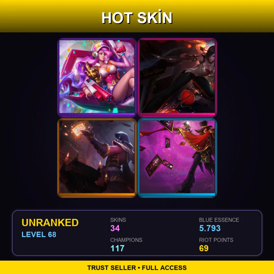 LAN | Lv68 | Unranked | 34 Skin | 117 Champ — Surgeon Shen