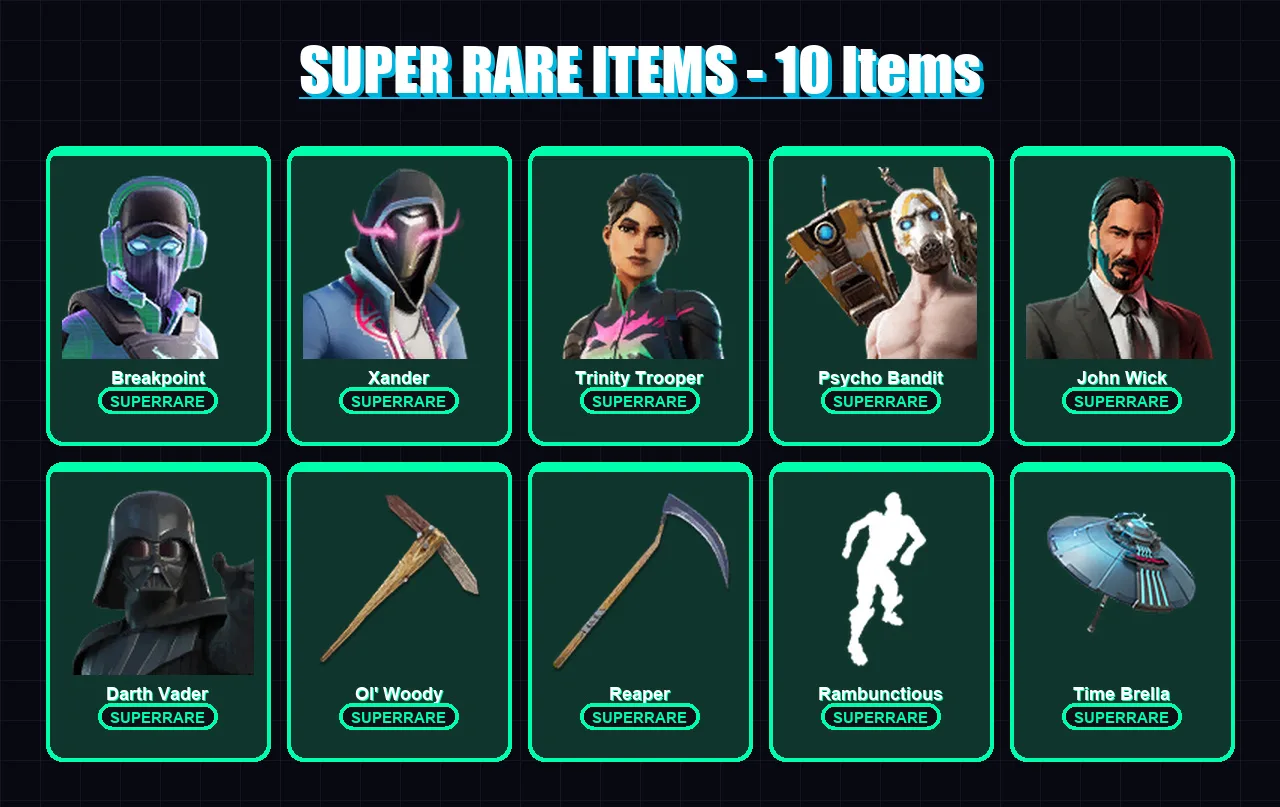 [PC/XBOX/PSN] | Breakpoint | Xander | Trinity Trooper | Psycho Bandit | John Wick | 439 skin | 398 pickaxe | 398 emote | 281 glider | Lv7978