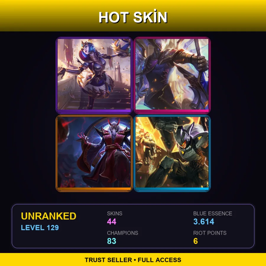 SG | Lv129 | Unranked | 44 Skin | 83 Champ — LoL account