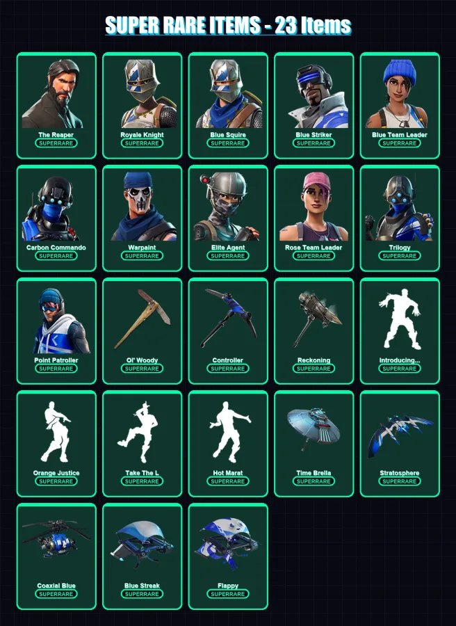 [PS4/PS5/XBOX/PC] | The Reaper | Royale Knight | Blue Squire | Blue Striker | Blue Team Leader | 53 skin | 92 pickaxe | 62 emote | 71 glider | Lv799 — Game account