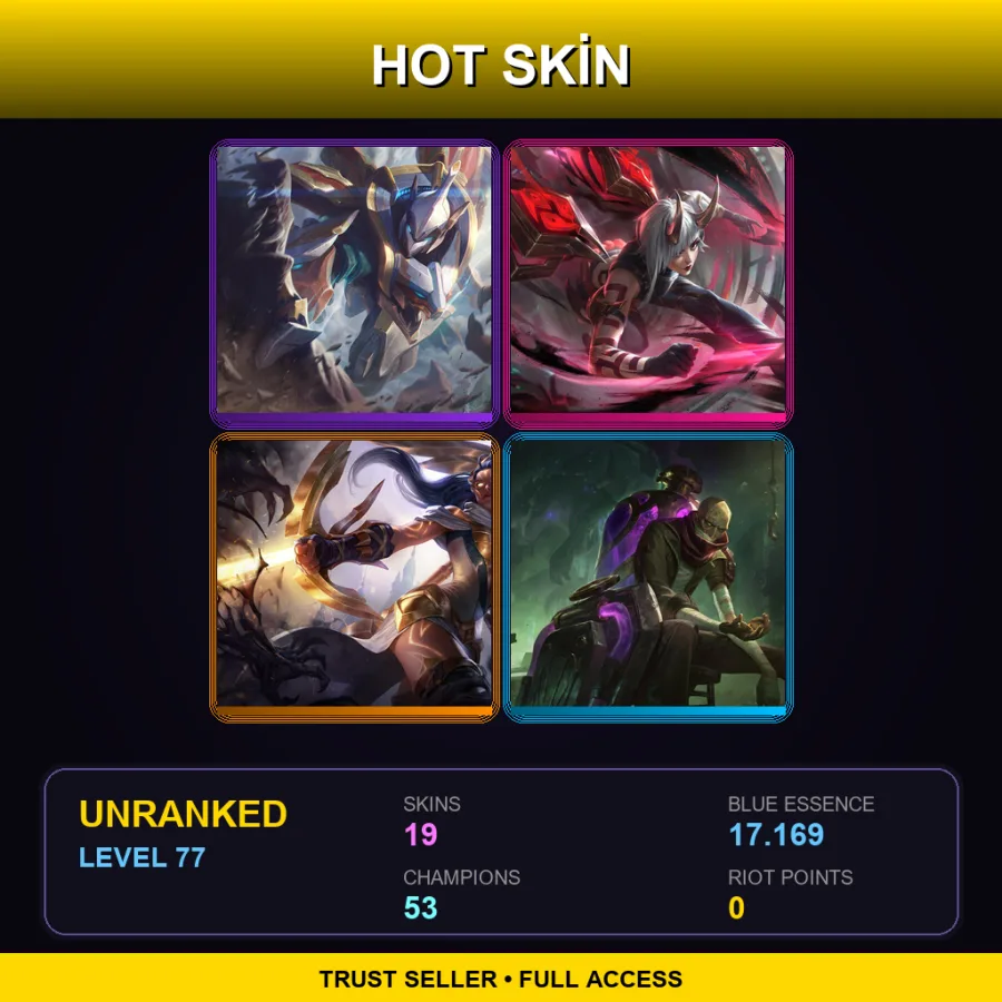 LAN | Lv77 | Unranked | 19 Skin | 53 Champ