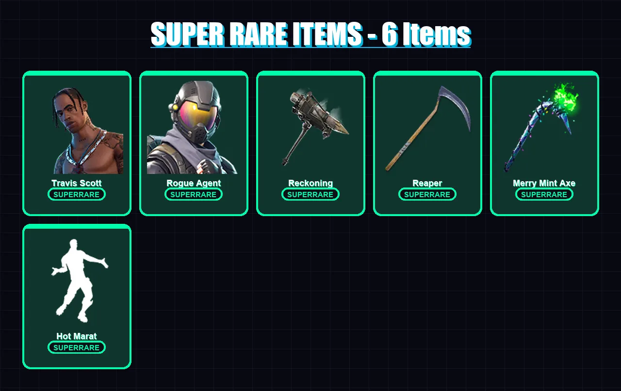 [PC/XBOX/PSN] | Travis Scott | Rogue Agent | Hybrid | Frozen Raven | Catalyst | 86 skin | 70 pickaxe | 110 emote | 69 glider | Lv1117