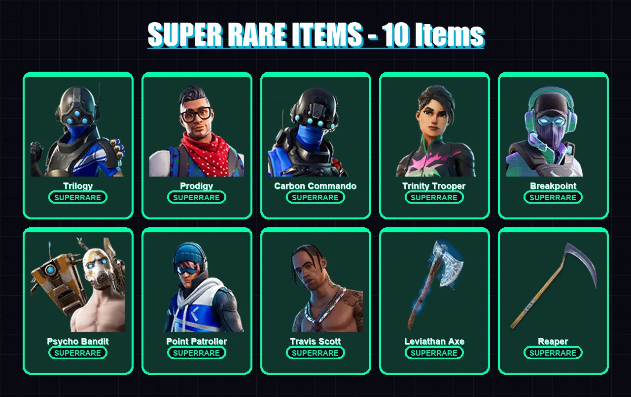 [PC/PSN] | Trilogy | Prodigy | Carbon Commando | Trinity Trooper | Breakpoint | 258 skin | 255 pickaxe | 184 emote | 191 glider | Lv4422