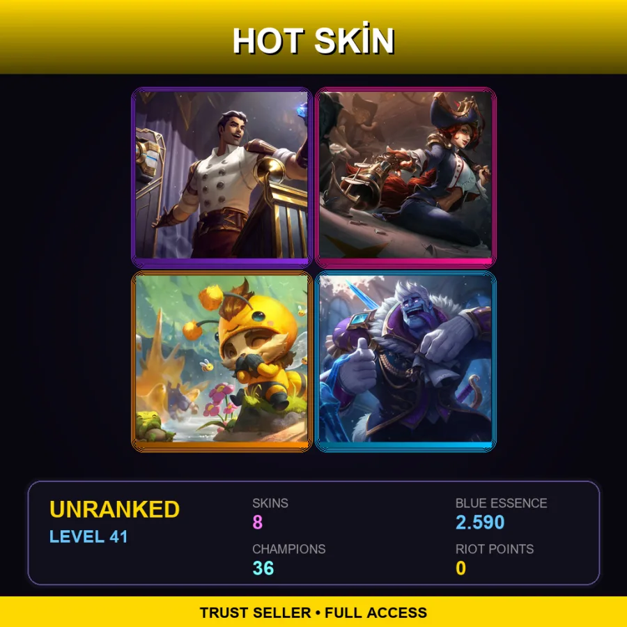 EUNE | Lv41 | Unranked | 8 Skin | 36 Champ — LoL account