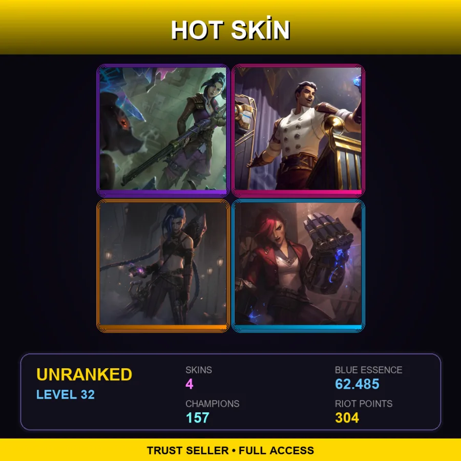 TW | Lv32 | Unranked | 4 Skin | 157 Champ — LoL account