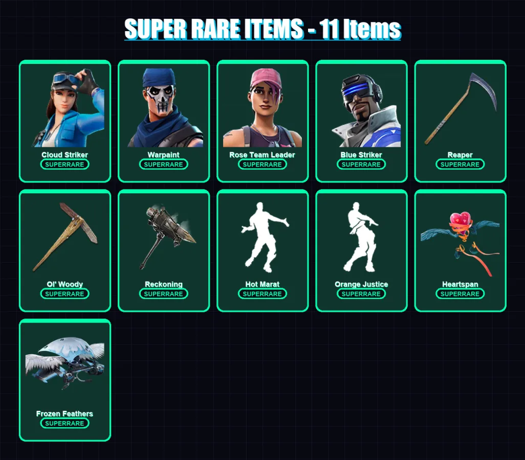 [PS4/PS5/XBOX/PC] | Cloud Striker | Warpaint | Rose Team Leader | Blue Striker | Ragnarok | 105 skin | 116 pickaxe | 94 emote | 110 glider | Lv1286