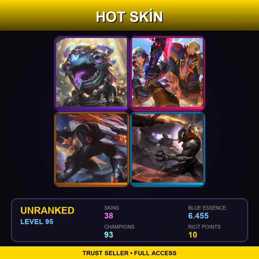EUW | Lv95 | Unranked | 38 Skin | 93 Champ — LoL account